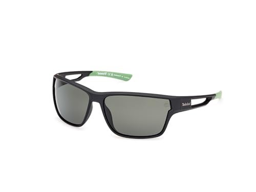 Timberland Men's Sunglasses, Matte Black/Green Polarized - Image 1