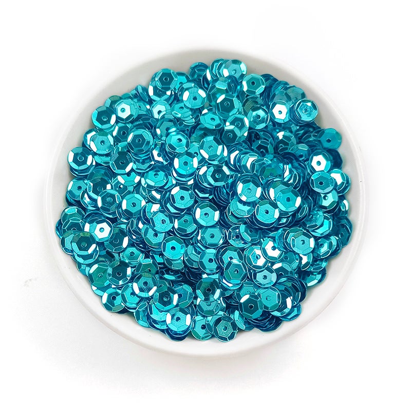 6mm Round Curved PVC Sequins for Sewing C19 Deep Lake Blue - Image 1