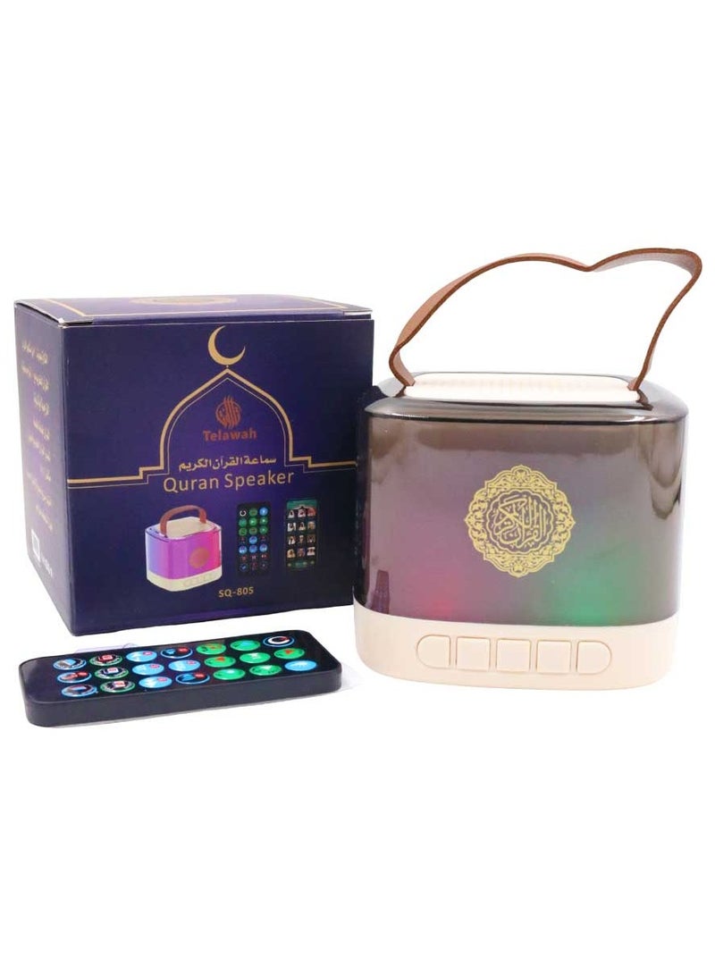 تلواح مكبر صوت قرآني صغير محمول، ملون، مزود بجهاز تحكم عن بعد، يدعم 16 صوتًا و18 لغة مع تطبيق ذكي. - Image 1
