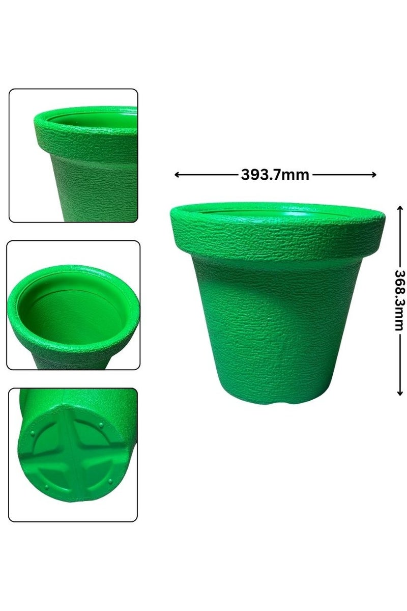 إس إن إتش وعاء زهور بلاستيكي متين - حاويات نباتات متعددة الاستخدامات للاستخدام الداخلي والخارجي، مثالي للاستخدام في البستنة والحضانة، مقاس صغير 16 بوصة - لون أخضر - Image 2