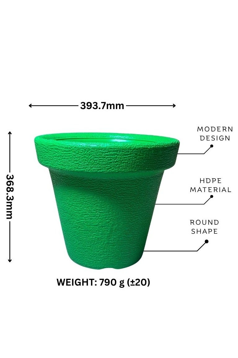 إس إن إتش وعاء زهور بلاستيكي متين - حاويات نباتات متعددة الاستخدامات للاستخدام الداخلي والخارجي، مثالي للاستخدام في البستنة والحضانة، مقاس صغير 16 بوصة - لون أخضر - Image 1