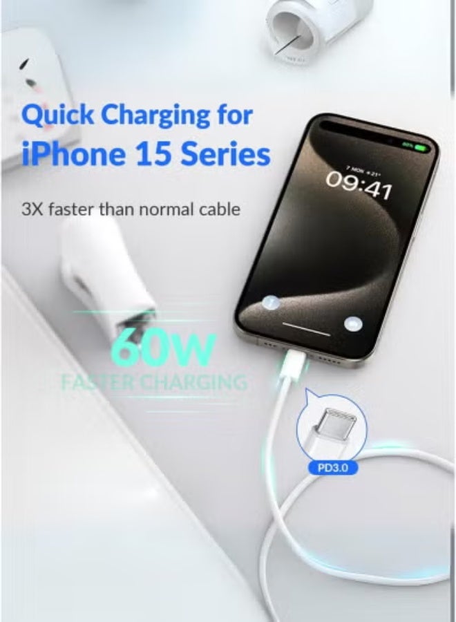 Earldom 60W Braided USB-C Cable 1 Meter - Fast Charging & Data Sync, Durable Nylon Charging Cable, White - Image 4