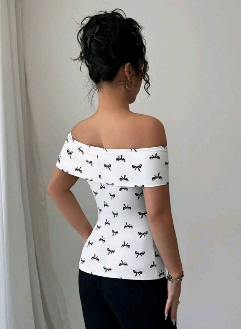 Shein SHEINWomen's Off Shoulder  Slim Casual Elegant BLOUSE  - Image 3