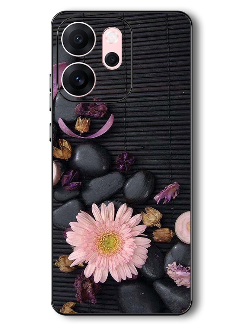 Theodor حافظة متوافقة مع أوبو رينو 14 F 6.57 بوصة حماية مضادة للصدمات غطاء bumper زهور وحجارة - Image 1