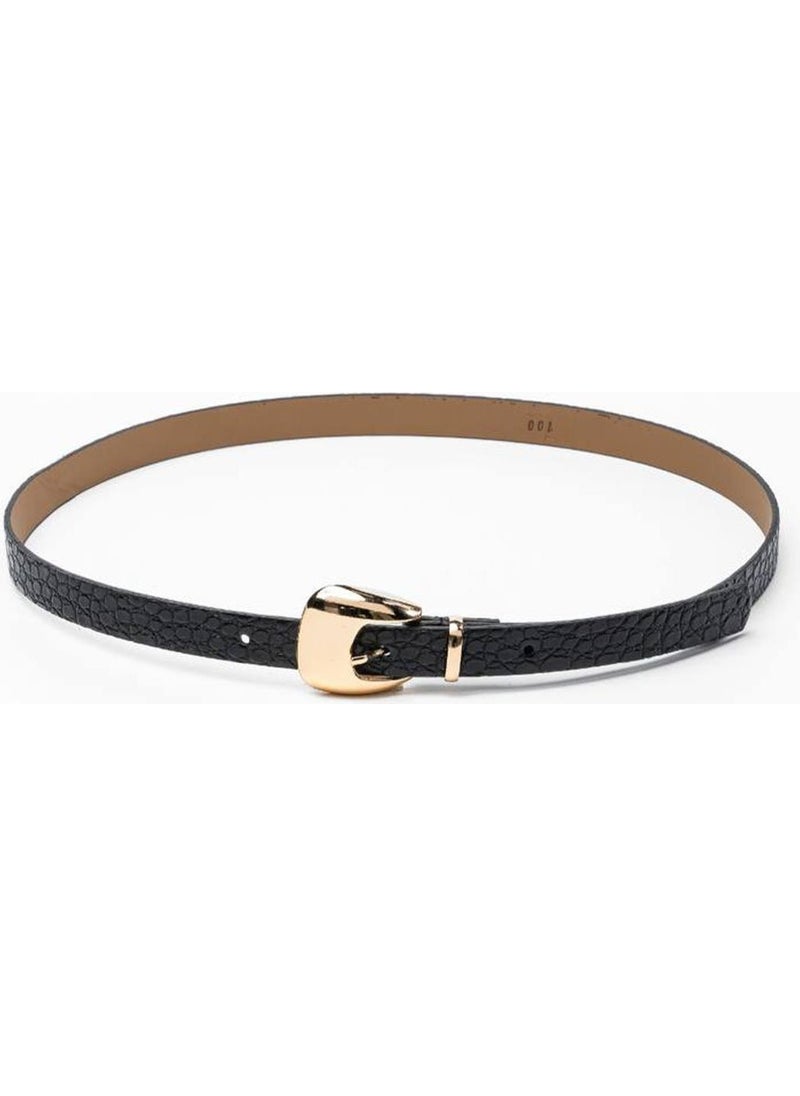 Tena Women's Black 2 cm Bridge Light Buckle Belt  - Image 2
