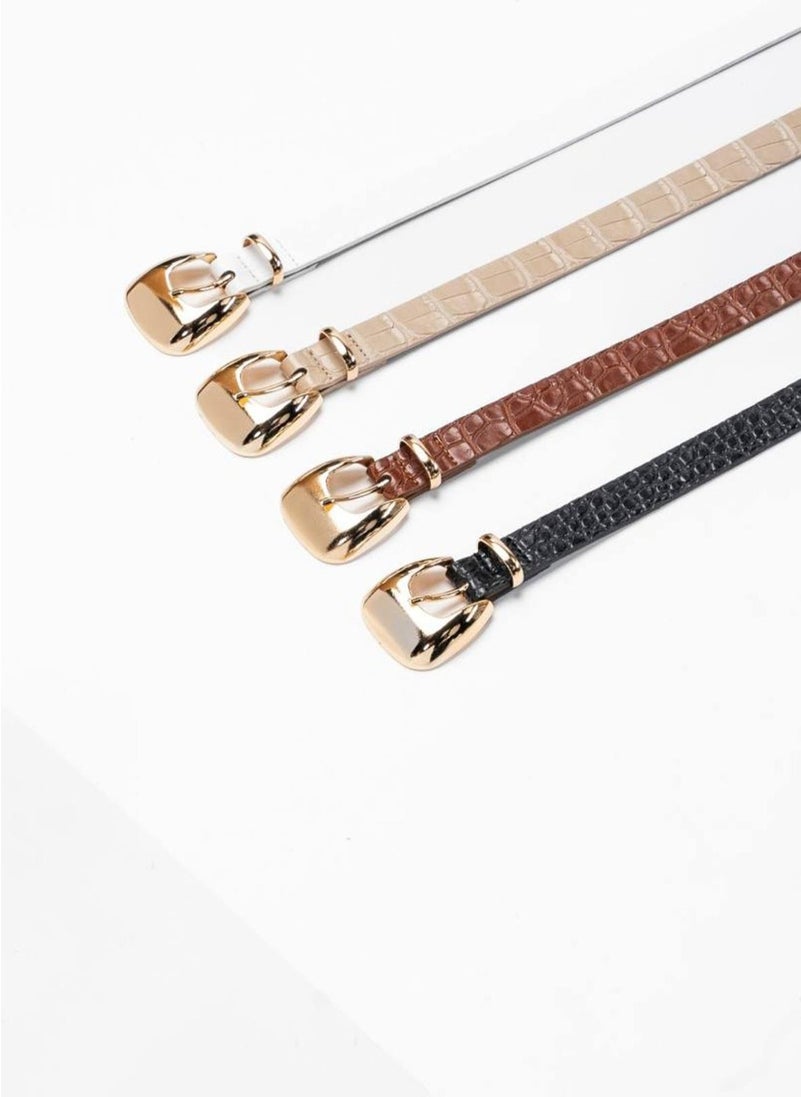 Tena Women's Black 2 cm Bridge Light Buckle Belt  - Image 4