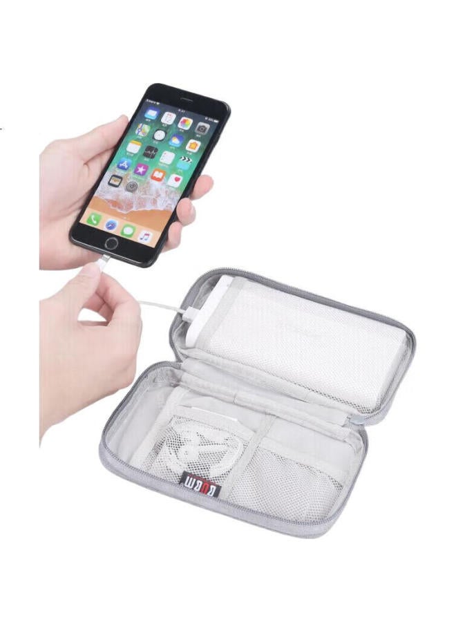 BUBM Power Bank Storage Bag For Xiaomi 2 Romoss Portable Charger Protective Case, Multi-Functional Cable Organizer Box For Earphones And Digital Accessories, Grey - Image 2