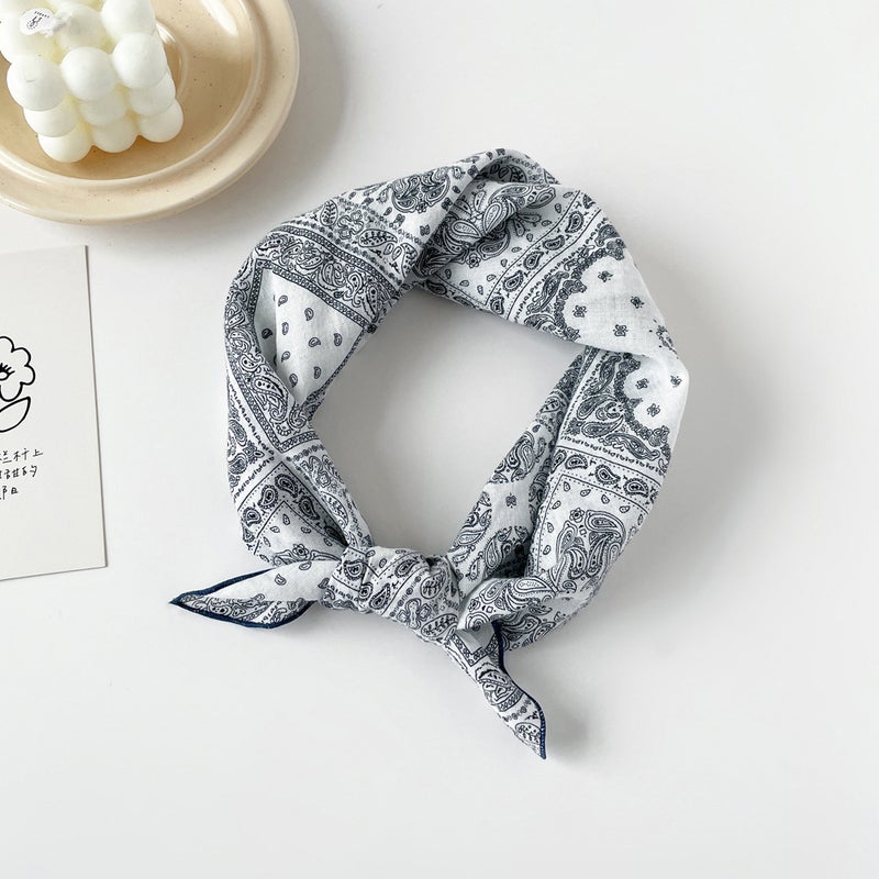 Korean Order Cotton Scarf for Ladies Spring Summer Sweet Style Printed ShawlQM5806-cashew lattice white QM5806-cashew lattice white