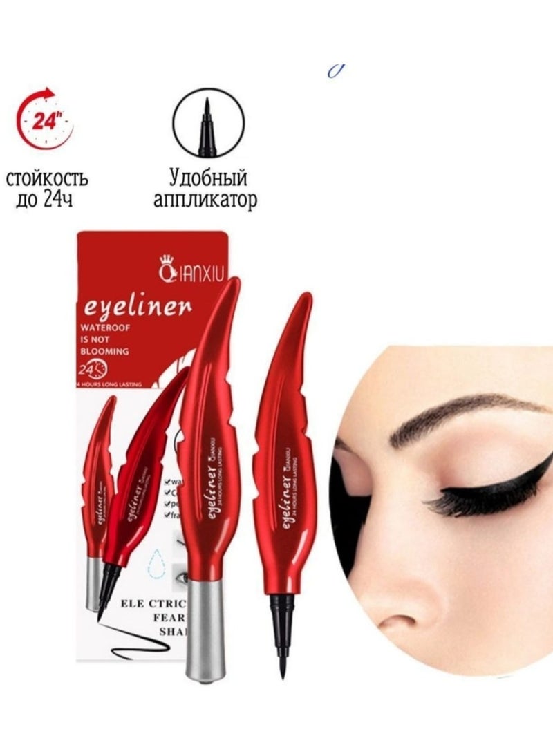 QIANXIU Waterproof Eyeliner 24h Long-Lasting, 2 Pcs - Black - Image 4