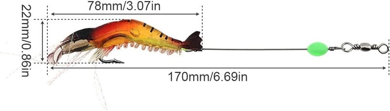 OriGlam 5pcs Soft Luminous Shrimp Lure Set for Fishing - Image 5
