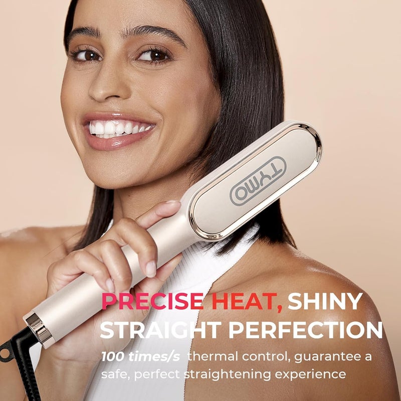 TYMO Hair Straightener Brush, Ring Hair Straightener Comb Straightening Brush for Women with 5 Temps 20s Fast Heating & Dual Voltage, Gold - Image 5