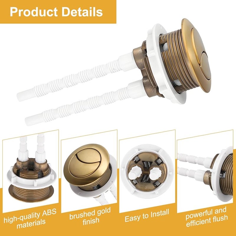 Dual Push Flush Button Replacement 38Mm Brushed Brass Gold Toilet Tank - Image 4