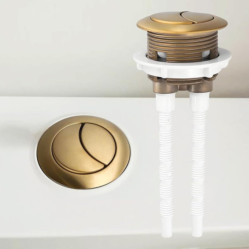 Dual Push Flush Button Replacement 38Mm Brushed Brass Gold Toilet Tank - Image 2