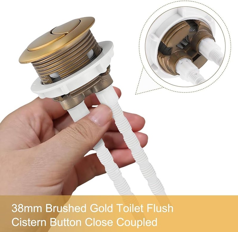 Dual Push Flush Button Replacement 38Mm Brushed Brass Gold Toilet Tank - Image 5