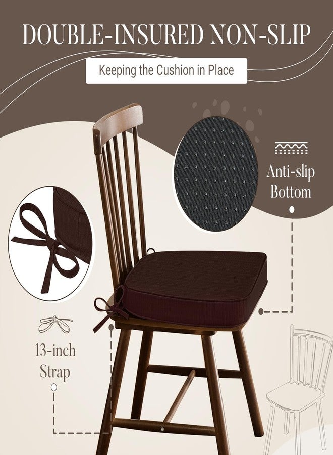 Basic Beyond Chair Cushions for Dining Chairs, D-Shaped Kitchen Chair Cushions with Ties Set of 6, 2.5" Thick Seat Cushions for Dining Room/Kitchen Chairs, 17" x 16", Brown - Image 5