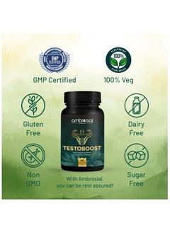 ambrosial Testoboost Herbal Testosterone Booster Promotes Power And Strength Pack Of 2  - Image 4