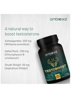 ambrosial Testoboost Herbal Testosterone Booster Promotes Power And Strength Pack Of 2  - Image 2