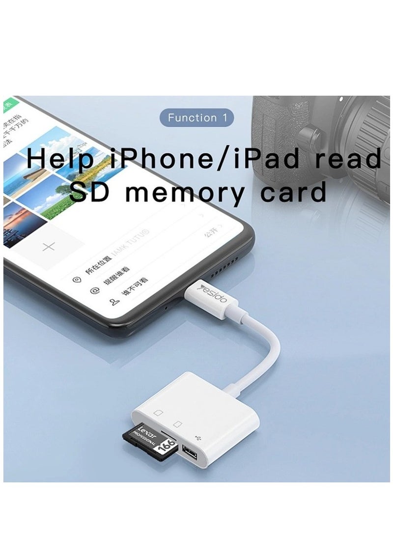 Yesido GS11 2 in 1 Multi-Function TF Card + SD Card to 8 Pin Converter Adapter - Image 2