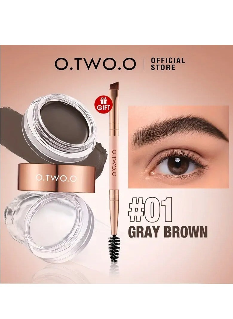 O.TWO.O O.TWO.O Waterproof 24H Eyebrow Cream & Wax Set Natural Formula | Long-Lasting Hold | Ultra-Thin Slanted Brush for Precision All-Skin Types Concealer & Brow Shaping Gel[01]  - Image 1