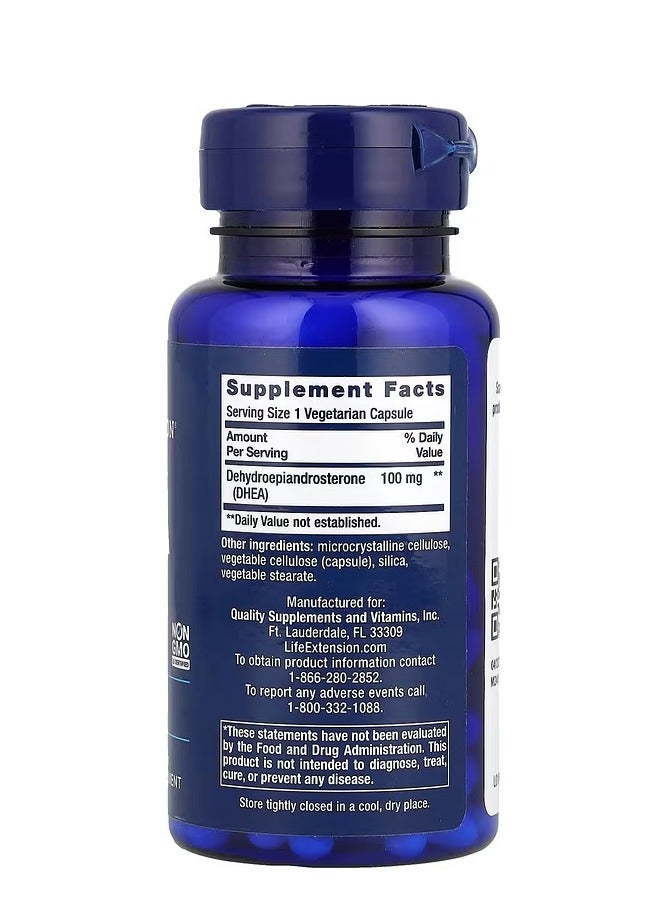 Life Extension DHEA, 100 mg, 60 Vegetarian Capsules - Image 2