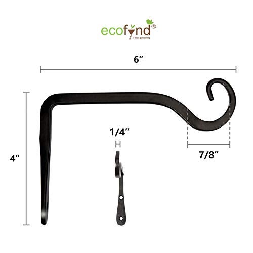 ecofynd 2 Pack Metal Wall Hook Hanging Plant Bracket | Decorative Straight Plant Hanger for Pots, Bird Feeders, Planters, Lanterns, Cotton, Wind Chimes Indoor Outdoor, Black - Image 3