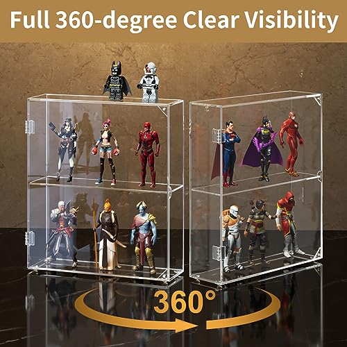 NIUBEE Acrylic Display Case, Clear Display Case for Funko Pop Figures, Wall Mounted or Desktop Dustproof Display Cabinet Box for Collectibles,Rock,Crystals,Mini Toys,Amiibo (2 Tiers - Image 2