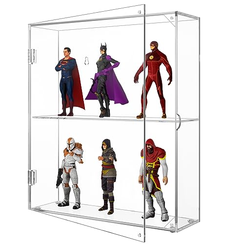 NIUBEE Acrylic Display Case, Clear Display Case for Funko Pop Figures, Wall Mounted or Desktop Dustproof Display Cabinet Box for Collectibles,Rock,Crystals,Mini Toys,Amiibo (2 Tiers - Image 1
