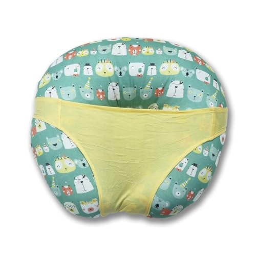 Kradyl Kroft 5in1 Baby Feeding Pillow with 100% Cotton Removable Cover | Breastfeeding Pillow | Nursing Pillow with Belt and Hoop (Green Panda) - Image 1