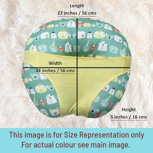 Kradyl Kroft 5in1 Baby Feeding Pillow with 100% Cotton Removable Cover | Breastfeeding Pillow | Nursing Pillow with Belt and Hoop (Green Panda) - Image 5
