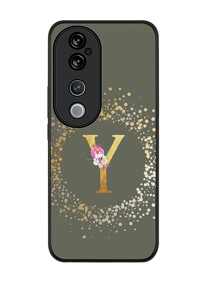 Stylizedd For vivo V40 5G /vivo V40 Pro Case,Slim fit Camera Protection, Shockproof Thin Phone cover - Custom Monogram Floral - Y (Olive Green ) - Image 1