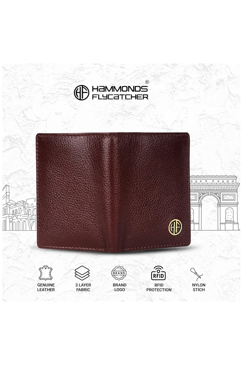 Hammonds Flycatcher  Leather Card Holder Wallet for Man & Women, RFID Protected ATM/Credit Card Holder Wallet for Men with 6 Slots, Gift for Men,Women, Father, Husband, Boyfriend  | Best Price UAE