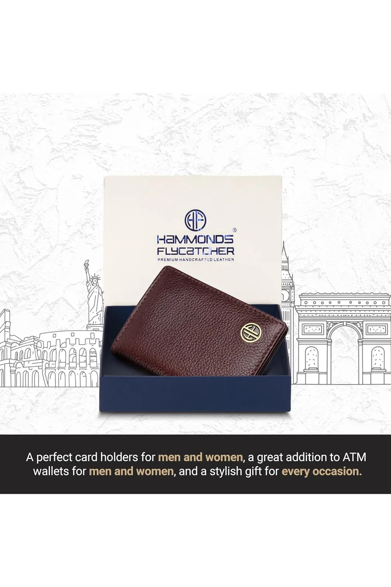 Hammonds Flycatcher  Leather Card Holder Wallet for Man & Women, RFID Protected ATM/Credit Card Holder Wallet for Men with 6 Slots, Gift for Men,Women, Father, Husband, Boyfriend  | Best Price UAE