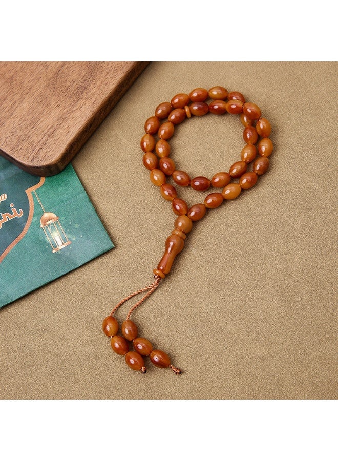 NIBEMINENT 33 Muslim Prayer Beads Amber/12mm