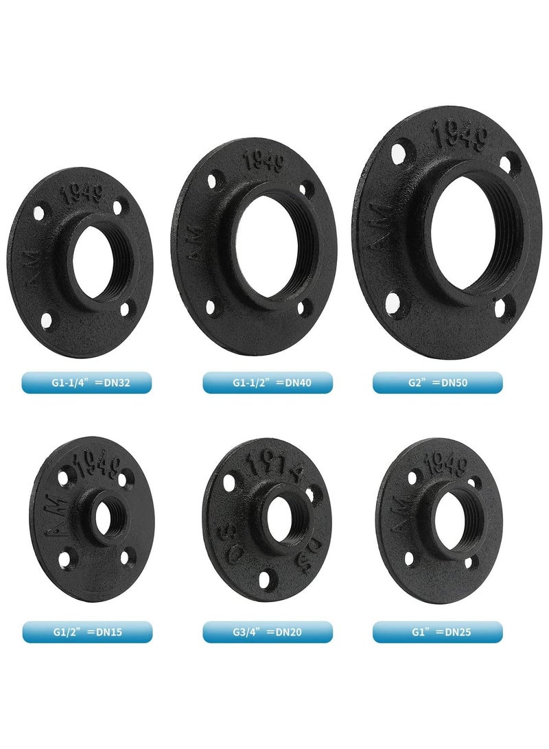 Black Floor with Threaded Hole, Malleable Iron Pipe for Industrial Vintage Style, DIY Project, Shelving Decoration, Furniture, 4PCS (1 Inch) - Image 3