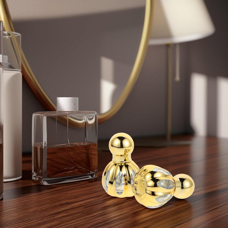 KICHOUSE 2 قطعة زجاجات عطور زجاجية قابلة لإعادة التعبئة مع قوارير دوارة وغطاء لولبي للزيوت العطرية، حاوية عطور سفر محمولة على الطراز الشرقي الأوسط - Image 5