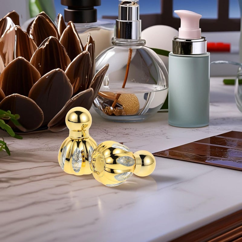 KICHOUSE 2 قطعة زجاجات عطور زجاجية قابلة لإعادة التعبئة مع قوارير دوارة وغطاء لولبي للزيوت العطرية، حاوية عطور سفر محمولة على الطراز الشرقي الأوسط - Image 4
