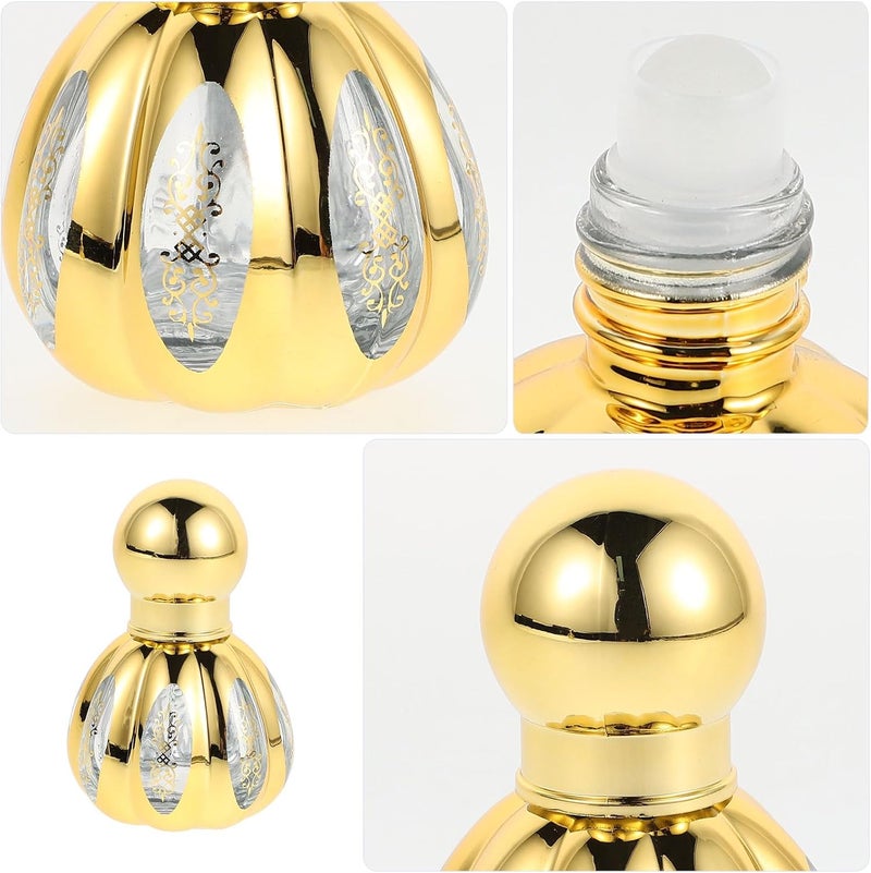 KICHOUSE 2 قطعة زجاجات عطور زجاجية قابلة لإعادة التعبئة مع قوارير دوارة وغطاء لولبي للزيوت العطرية، حاوية عطور سفر محمولة على الطراز الشرقي الأوسط - Image 3