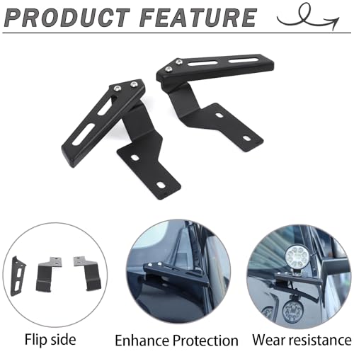 Lcojicep Car Hood Hinge Ditch Light Mount Brackets Compatible with Ford Ranger 2015-2022 Truck Hood Pod LED Spotlight Work Light Mounting Bracket Accessorie (Black B) - Image 3