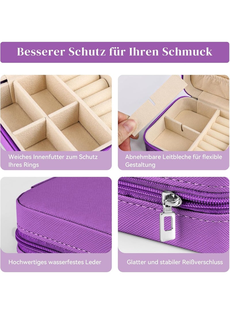 Small Leather Jewelry Box Easy Carry Jewelry Ring Organizer Gift Box for Girls Women - Jewelry Case Box Makeup Cosmetic Organizer for Women - Holder for Necklaces Earrings Bracelets Rings Accessories Organizer, Jewelry Box for Earrings Bracelets Rings Necklaces Storage Jewelry Box Organizer Jewelry Box Case for Accessories Makeup, Accessories Organizer Gold Silver Accessories Organizer - Small Travel Jewelry Box PU Leather Bag Organizer Portable Display for Women for Necklaces Earrings Rings Accessories  - Image 3