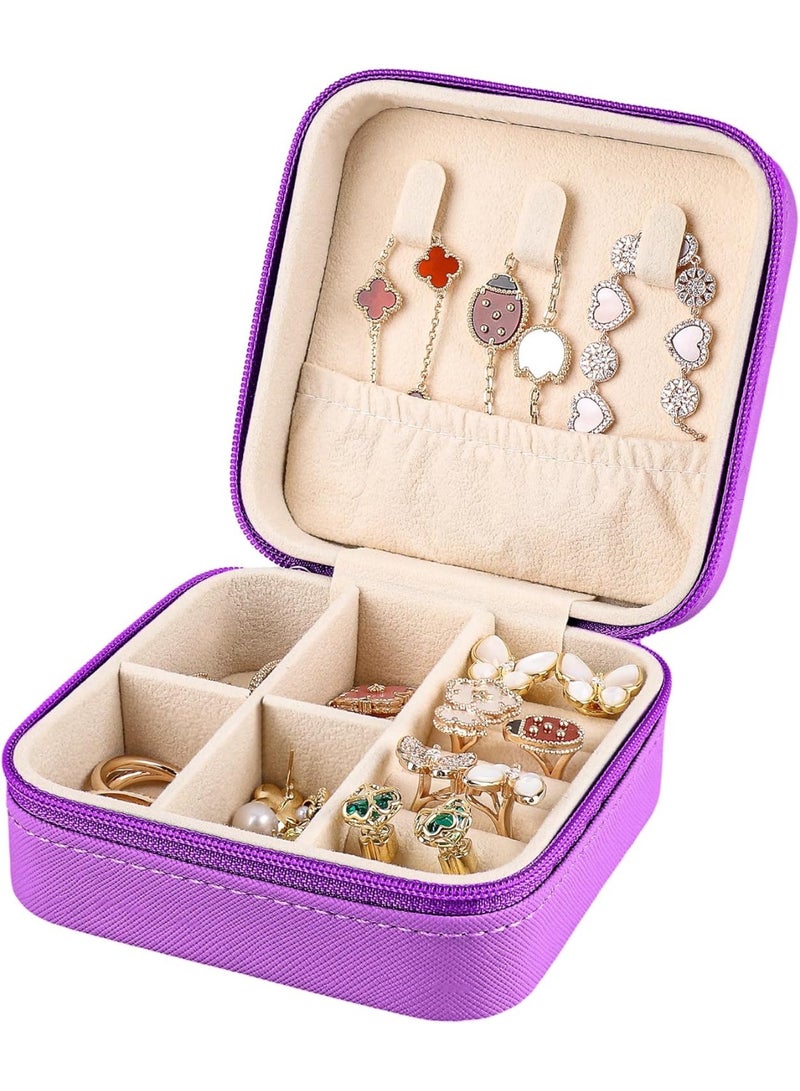 Small Leather Jewelry Box Easy Carry Jewelry Ring Organizer Gift Box for Girls Women - Jewelry Case Box Makeup Cosmetic Organizer for Women - Holder for Necklaces Earrings Bracelets Rings Accessories Organizer, Jewelry Box for Earrings Bracelets Rings Necklaces Storage Jewelry Box Organizer Jewelry Box Case for Accessories Makeup, Accessories Organizer Gold Silver Accessories Organizer - Small Travel Jewelry Box PU Leather Bag Organizer Portable Display for Women for Necklaces Earrings Rings Accessories  - Image 1