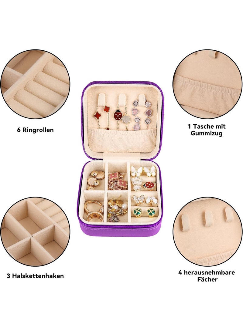 Small Leather Jewelry Box Easy Carry Jewelry Ring Organizer Gift Box for Girls Women - Jewelry Case Box Makeup Cosmetic Organizer for Women - Holder for Necklaces Earrings Bracelets Rings Accessories Organizer, Jewelry Box for Earrings Bracelets Rings Necklaces Storage Jewelry Box Organizer Jewelry Box Case for Accessories Makeup, Accessories Organizer Gold Silver Accessories Organizer - Small Travel Jewelry Box PU Leather Bag Organizer Portable Display for Women for Necklaces Earrings Rings Accessories  - Image 4