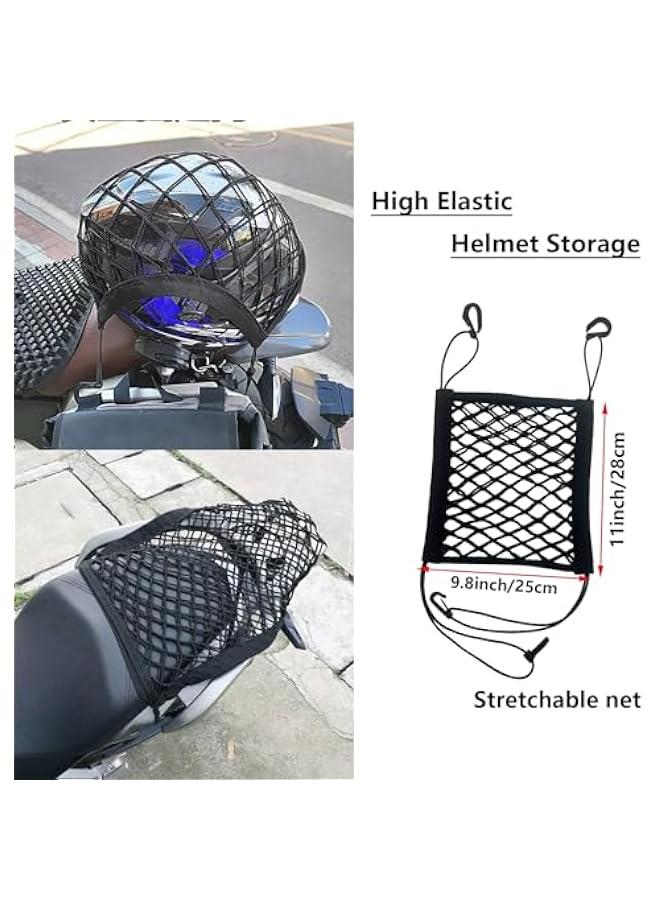 MOXO 2  Upgrade Cargo Net for Motorcycle Helmet Storage, 11X9.8 HighElastic Double Layer Bungee Net Organizer Luggage Net with Hooks for Motorbike EBike Trike Bicycle11x9.8 Inch - Image 3