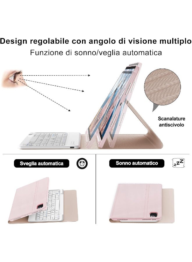 ZOOMEE Case with Keyboard for iPad Pro 12.9 (6/5/4/3 Gen) Keyboard Case for iPad Pro 6th Generation, QWERTZ Layout Magnetic Detachable Bluetooth Keyboard for iPad 12.9 Inch, Pink - Image 3