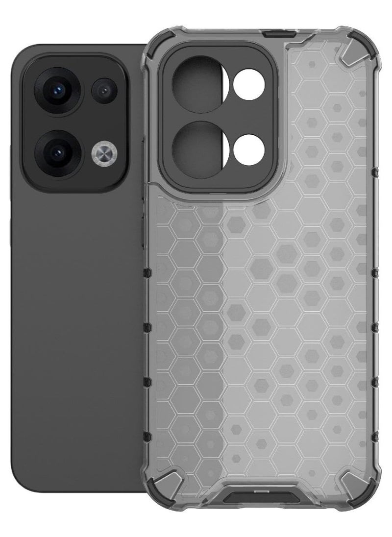 Generic Case Cover Honeycomb Case Shockproof Camera Protection Cover Compatible with Oppo Reno 13 5G (Grey & Black)  - Image 2