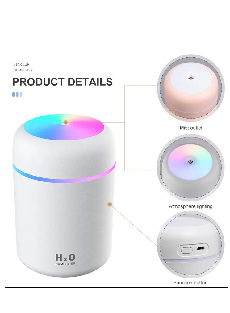 Car and Office Humidifier, USB Humidifier, Aroma Diffuser, Colorful Ambient Light, Timer and Intermittent Humidification  - Image 2