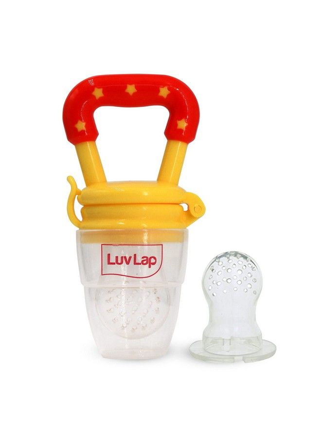Luvlap أداة قضم الفاكهة المصنوعة من السيليكون مع شبكة إضافية ناعمة لتغذية اللهاية للأطفال الرضع من Joystar باللون الأصفر خالية من مادة BPA - Image 1