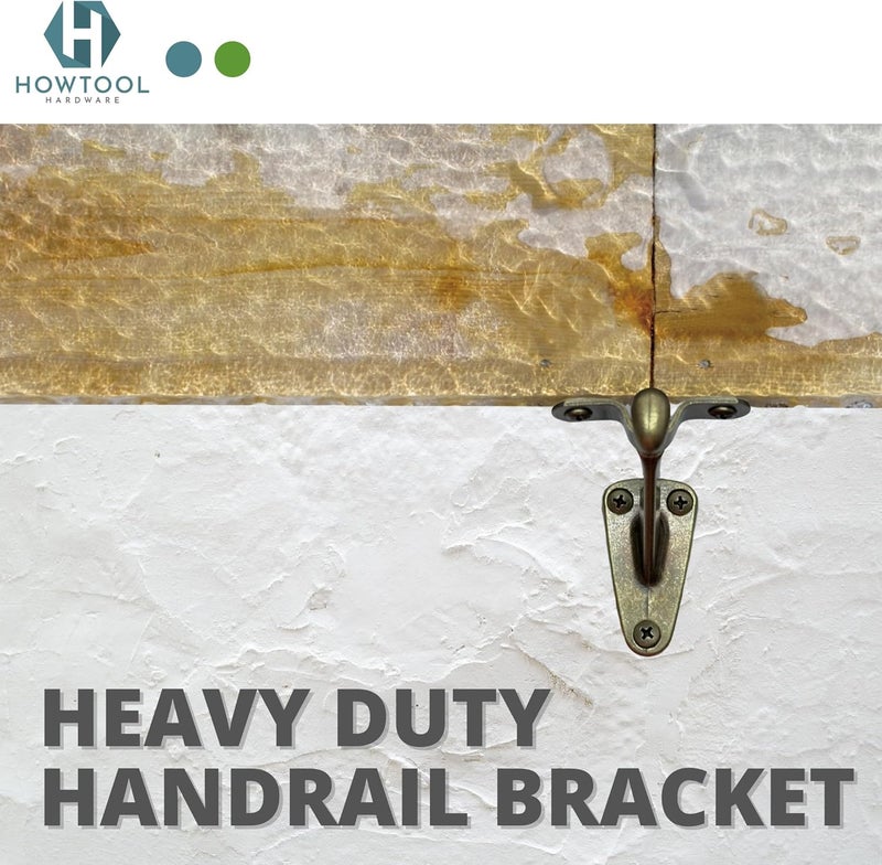 HOWTOOL Heavy Duty Handrail Bracket Antique Brass, 3 Pack | - Image 5