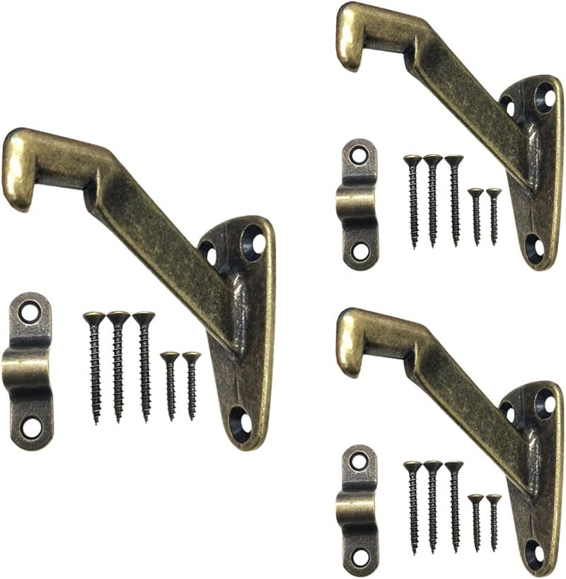 HOWTOOL Heavy Duty Handrail Bracket Antique Brass, 3 Pack | - Image 1