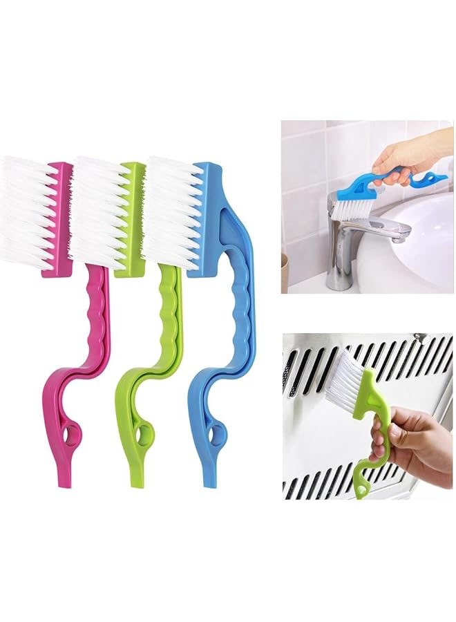 promass 3PCS Hand-Held Groove Gap Cleaning Tools,Multifunctional Window Door Sliding Track Cleaning Brush,Air Conditioning Shutter Cleaning Brushes for Kitchen Surfaces Windows Groove Tiles Faucets