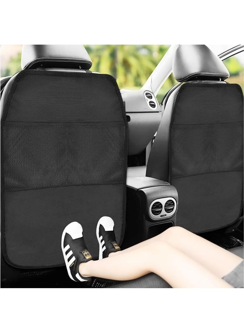 2 PCS Kick Mat Back Seat Protector, Waterproof Car Backseat Protective Kick Mat with 2 Mesh Pockets, Large Vehicle Seat Back Kick Mat Organizer for Kids, Car Accessories - Image 1